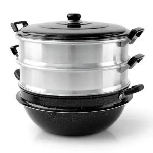 대용량 다용도 마블 3단찜솥 40cm 대용량찜기 업소용찜기 3단찜기 (W45EBDB)