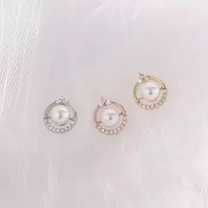 [VCL298P2]큐빅진주귀걸이 진주귀걸이 원 웨딩 6mm EC391E