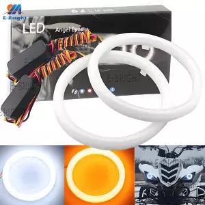 2개 24V 12V 엔젤아이즈 헤일로 링 4014 LED 자동차 헤드라이트 DRL 주행등 화이트 앰버 60 70 80MM 90MM 9