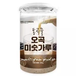 [헬로우 그린]헬로우그린 세척해서 볶은 국내산 통곡물 오곡미숫가루 250g(통) 국산 서리태 50%, 쥐눈이...