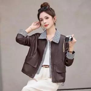 손오반 가을 캐주얼 페이크 투피스 여친 데일리룩 재킷 가죽 PU 점퍼 우먼 KUK3