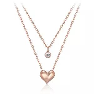 [엘르주얼리] 두줄 레이어드 하트 목걸이 ELBRNN247 (14K Gold Plated)