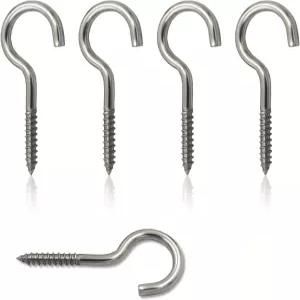 야피기 5PCS 나사 고리 2.56인치 304 스테인리스 스틸 천장 해먹 스탠드용 튼튼한 고정 목재 실내 및