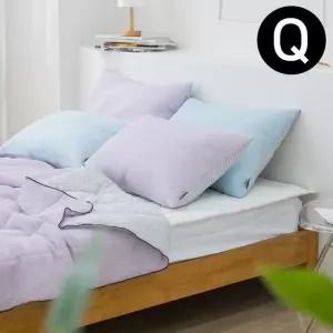 리플 순면 여름 이불 퀸Q 패드 화이트.이불 블루베리