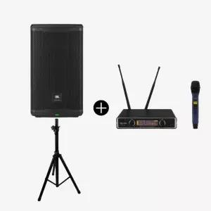 JBL 제이비엘 EON710 10인치 파워드 스피커 + 1채널 무선마이크 + 스피커스탠드 세트