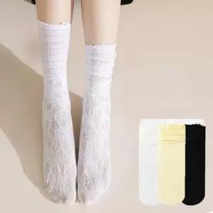 양말 꽃무늬 여자 여름 스타킹 중목 레이스 여성 니삭스 메쉬 여름 양말