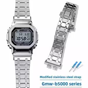 호환 카시오 G-SHOCK GMW-B5000 GM-B2100 수정된 시계 밴드 손목 밴드 남성용 팔찌 액세서리 용 스테인레스