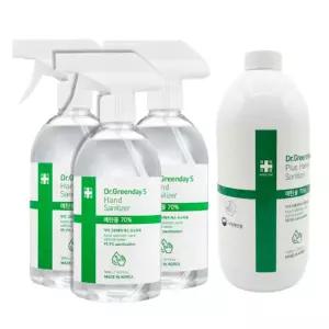닥터그린데이에스 플러스 손소독제 스프레이형 500ml 3개+리필 1000ml 1개 