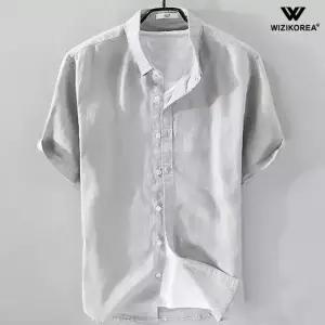 남성 여름 시원한 린넨 헨리넥 반팔 셔츠 차이나카라 남방 빅사이즈 WI015S