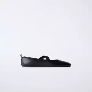 자라 ZARA 가죽 학교 발레리나 플랫슈즈 - 블랙 6551630800 970526