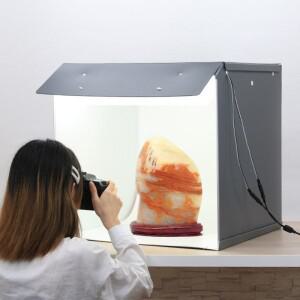 SANOTO 접이식 사진 라이트 박스, 스튜디오 매니큐어 소프트 LED 조도 조절 탁상 촬영 텐트 키트, 56cm