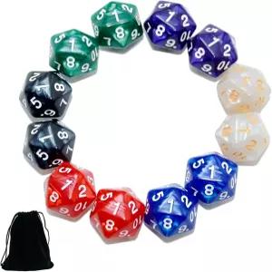 스마트딜스프로 12팩 20면 주사위 D20 대형 진주 다면체 스핀 다운 다이와 함께 DND RPG MTG 테이블 게임용