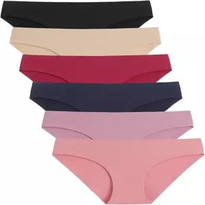 캐터러브 여성용 심리스 속옷 노쇼 스트레치 비키니 팬티 실키 인비저블 힙스터 6팩