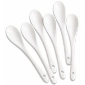 파 6PCS 도자기 화이트 커피 스푼 에스프레소 티 소스 및 디저트 세라믹 스푼