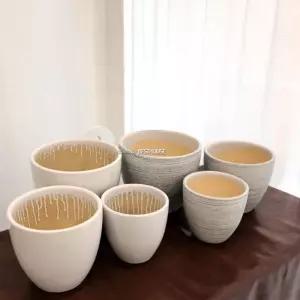 도기 미분형 3개 탁상용화분 원형 거실인테리어관엽식물화분 도자기 사무실 분갈이 화초 책상 실내 용화분
