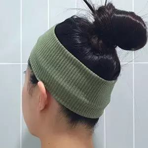남녀공용 무지 골지 반다나 헤어밴드 카키-WFOENHZ