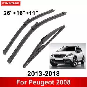 푸조 2008 2013-2018 용 3PCS 자동차 와이퍼 전면 후면 블레이드 브러쉬 액세서리 2013 2014 2015 2016