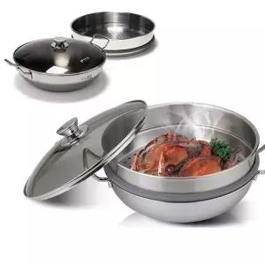 국내산 키친아트 인덕션겸용 통3중스텐 2단찜냄비28cm 찜냄비 2단찜기 (W5AA14E)