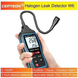 할로겐 가스 누출 감지기 AS-W6 0 1000PPM LCD 디스플레이 R22 R32 R134a용 배터리 구동 냉매 누설 경보기