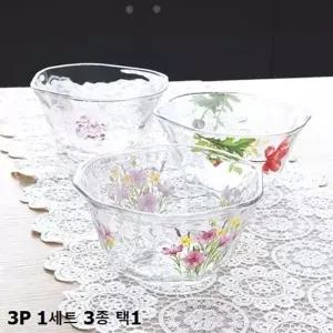 일본 유리 화채볼 그릇 3P 1세트 3종류 택1 주방용품 (W6FF42C)