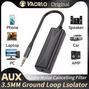 VAORLO 3.5mm AUX 오디오 간섭 방지 접지 루프 잡음 필터 Lsolator 홈 스테레오 자동차 시스템에 대한 취소