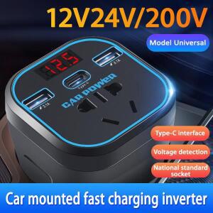 차량용 전원 인버터, 12V, 24V ~ 220V 컨버터, C타입 다기능 충전기 소켓, 3.1A 고속 전력