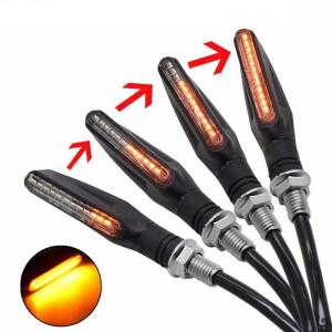 2Pcs 오토바이 차례 신호등 12V 앰버 화이트 블루 레드 LED 흐르는 물 플래시 표시기 깜박이 방수 오토바이