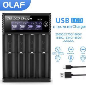 USB LCD 배터리 스마트 충전기 1/2/4 슬롯 듀얼 18650 3.7V 충전식 리튬 및 1.2V NI-MH AA /