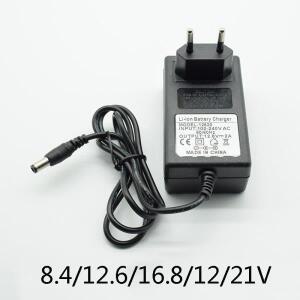 전원 공급 장치 충전기 어댑터, EU 플러그, 100-240V, 18650 리튬 이온 배터리, DC 8.4V, 12.6V, 2A, 16.8V