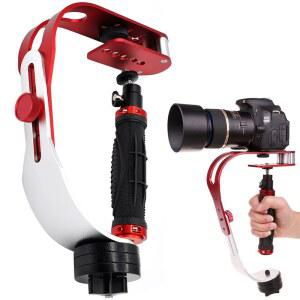AFUNTA PRO 휴대용 비디오 DSLR 카메라 스태빌라이저 호환 고프로 캐논 니콘 소니 캠 캠코더 DV 스마트폰 부드러운 프로 스테디 글라이드 - 빨간색 / 은색 검은색
