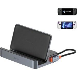 스팀 데크 도크 베이스어스 6-IN-1 데크용 도킹 스테이션 /ROG 앨리 X /레전 고 HDMI 2.0 4K@60HZ 기가비트 이더넷 조절 가능한 스탠드 디자인 100W PD 및 USB-A 3.0 포트 3개 포함