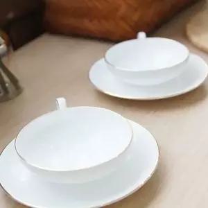 고품질 퓨어화이트 골드 홍차잔 2인 Set 예쁜 찻잔 커피잔 찻잔세트 (W70613F)