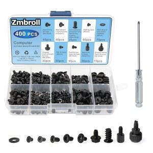 Zmbroll 400Pcs 컴퓨터 나사 스탠드오프 키트 범용 마더보드 PC 케이스용 SSD 드라이버가 포함된 팬 CD-ROM