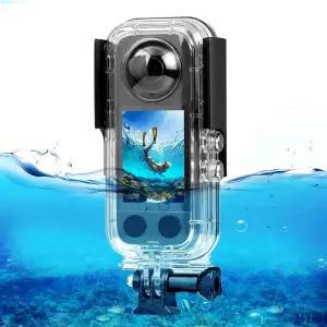 PULUZ 30m/98피트 다이빙 하우징 케이스 - Insta360 x3 액세서리용 수중 커버 보호 PC 쉘 방수용 사진