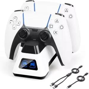 컨트롤러 충전소 PS5 도크 및 LED 조명 충전기 스탠드 플레이스테이션 5 듀얼센스 엣지 USB 케이블