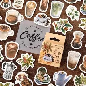 46pcs 귀여운 편지지 스티커 Scrapbooking 일기 커피 식물 Diy 빈티지 장식 학교 용품