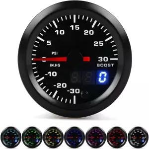 2in 유니버설 7 컬러 LED 터보 부스트 미터 PSI 압력 게이지 디지털 디스플레이 포인터 12V 모든 차량용