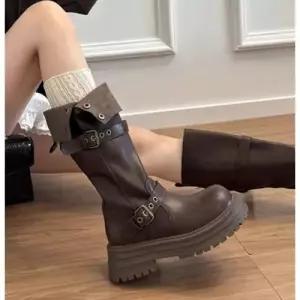 록쉬블몰 여자 워커 워커힐 투톤 숄카라 소가죽 무릎부츠 버전 롱부츠 키높이 HO5