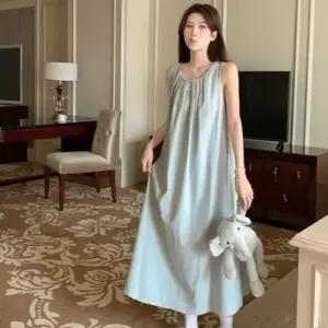 원피스 여름 여성원피스 코튼 와이드 나시 민소매 홈웨어 드레스 OP5