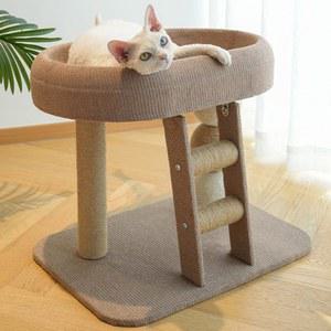 작은 고양이 나무 타워 흔적 침대 스크래치 용품 다기능 동물 애완 등반 프레임 액세서리