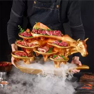 육회 접시 한우 트레이 쇠고기 그릇 식당 플레이트 정육 사시미 삼겹살 육류 차림