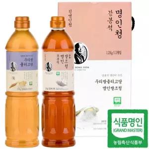 두레촌 명인 쌀조청+올리고당 1.2kgx2개 조청 올리고당 세트 국내산 쌀 가정용 선...