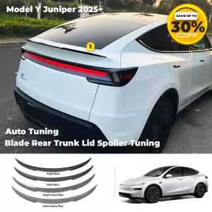Tesla Model Y Juniper 2025 용 광택 카본 뒷 트렁크 스포일러 트림 키트 - 블레이드 스타일 스포츠 바디
