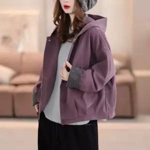 블랙팬서 여성 봄 빈티지 캐주얼 체크 코트 쇼트 후드 재킷 OPH1