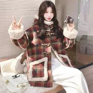 블랙팬서 여자 빨강 슬림핏 후드 라이크 퍼 일체형 코트 OPH1