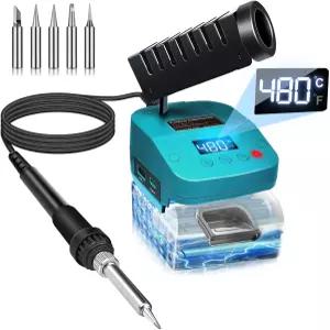 마키타 18V 배터리용 무선 납땜 다리미 USB 및 타입 C가 장착된 60W 휴대용 전기 스테이션 DIY용 조절