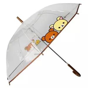 튼튼한 투명 장우산 리락쿠마 55cm 1P 캐릭터 우산 투명장우산 자동장우산 초등학생우산