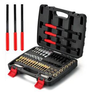 MAXMAN 61PCS 스레드 체이서 세트 복원 키트 및 복구 도구 SAE 메트릭 피치 게이지가 있는 볼트 - 녹슨 복구 UNC / UNF vC3