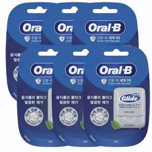 치실 글라이드 딥클린 40mx6개 / 극세섬유 치실