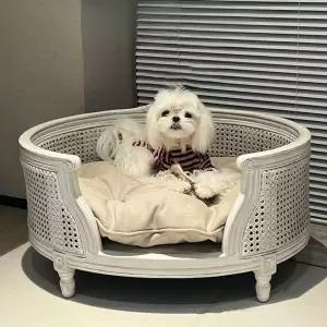 화이트 엔틱 베드 반려동물 애견 클래식 강아지 침대